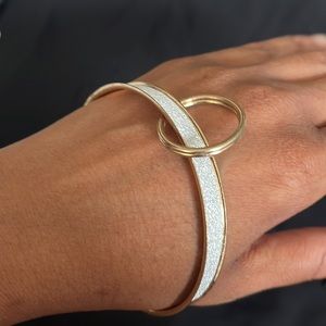 Beautiful gold tone and glitter silver keychain bracelet Handmade